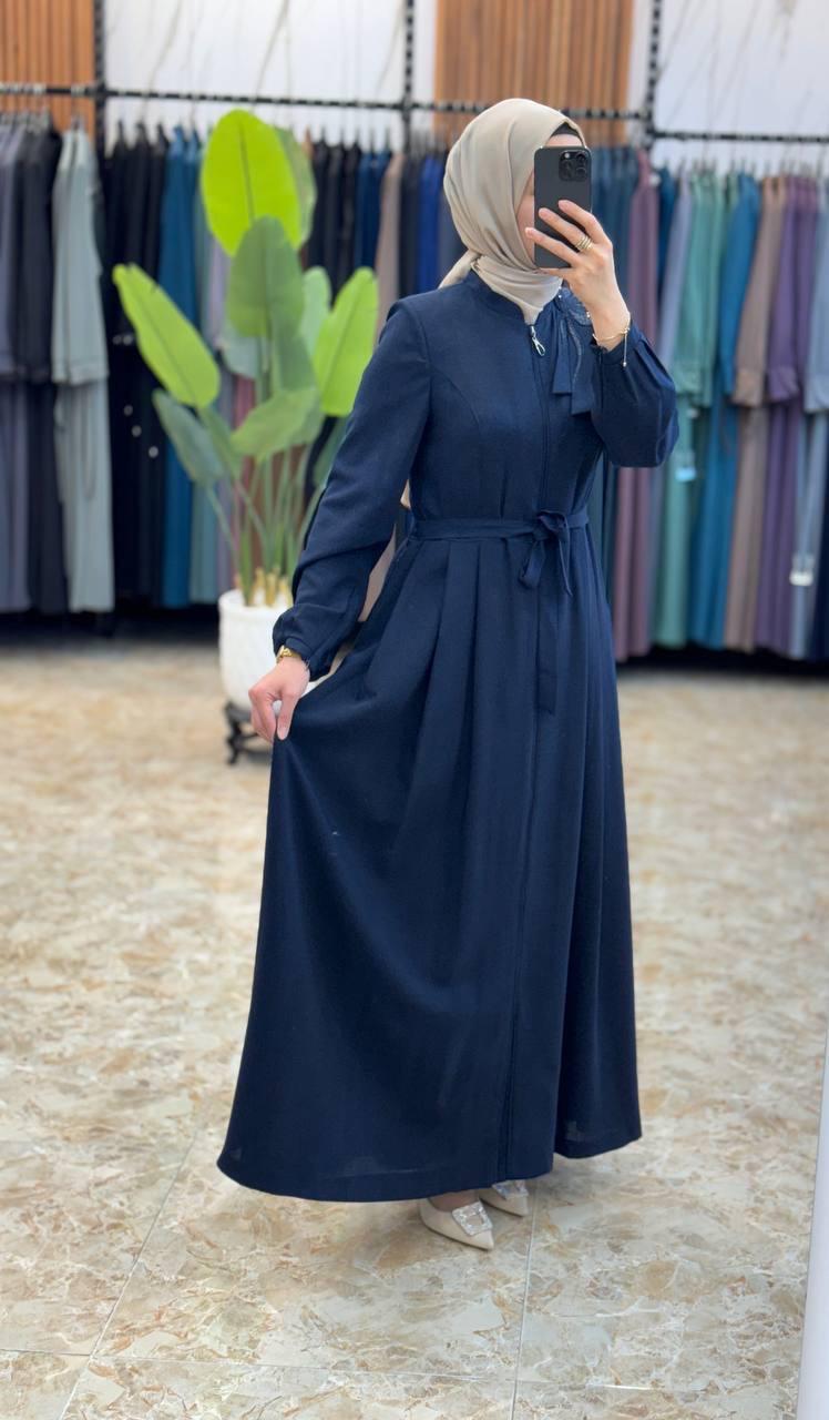 90805 جلباب سحاب مع حزام 44/38 كحلي