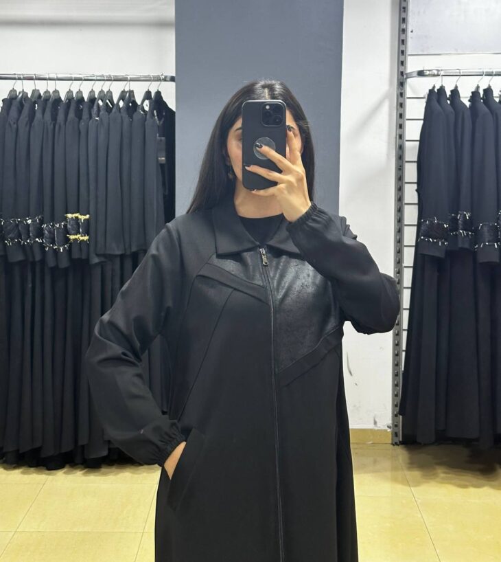 ⁦458 جاكيت شتوي قبة سحاب مع جيب 48/38 أسود⁩ - الصورة ⁦4⁩