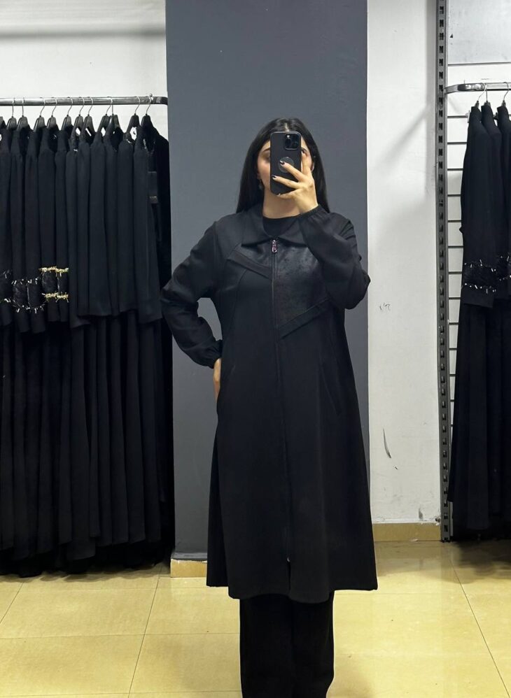 458 جاكيت شتوي قبة سحاب مع جيب 48/38 أسود