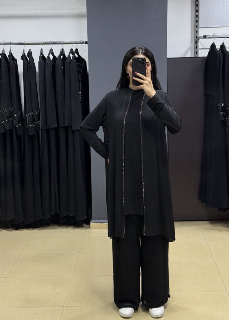 4430 طقم قطعتين شيفون مع لمعة 50/38 أسود