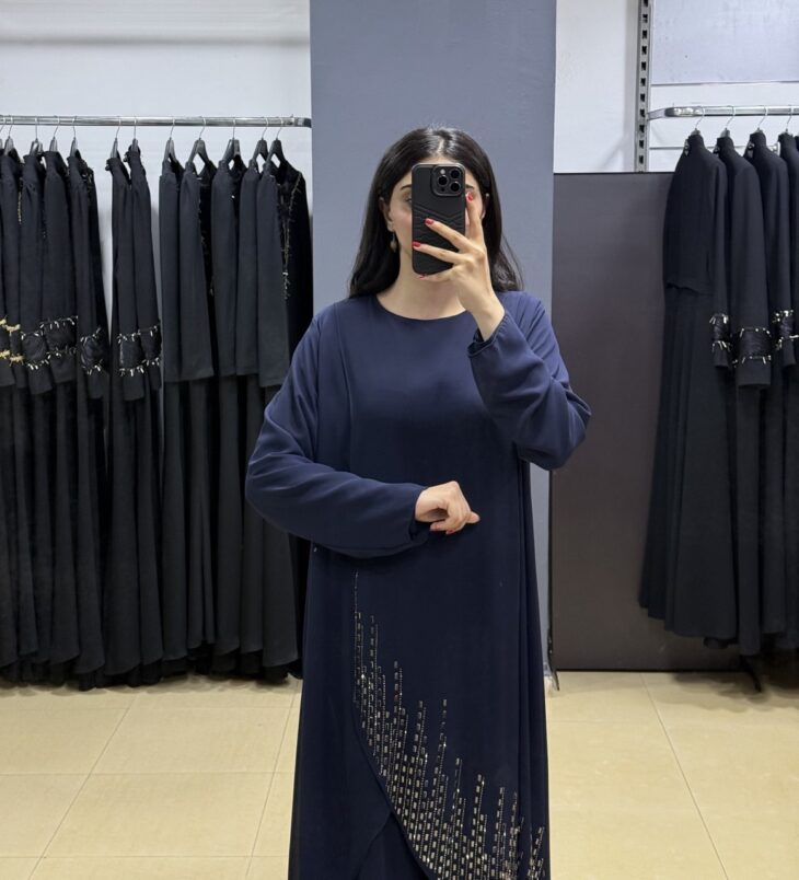 ⁦474 طقم قطعتين شيفون مع لمعة 50/40 كحلي⁩ - الصورة ⁦3⁩