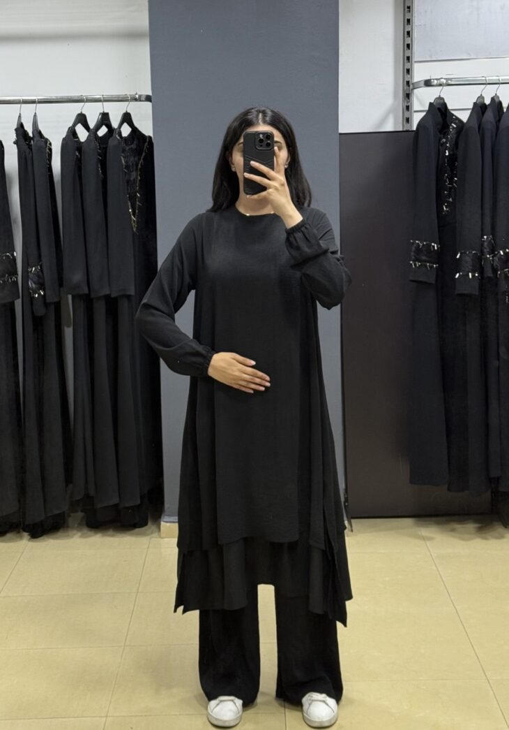 ⁦447 طقم قطعتين مع لمعة 50/40 أسود⁩ - الصورة ⁦2⁩