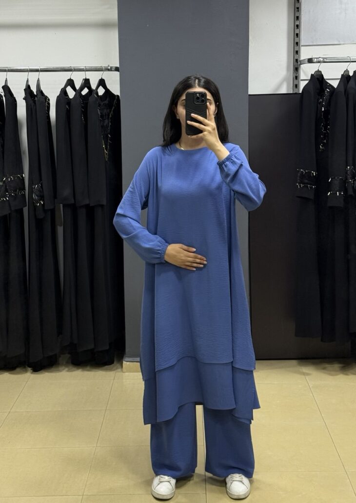 ⁦447 طقم قطعتين مع لمعة 50/40 نيلي⁩ - الصورة ⁦2⁩