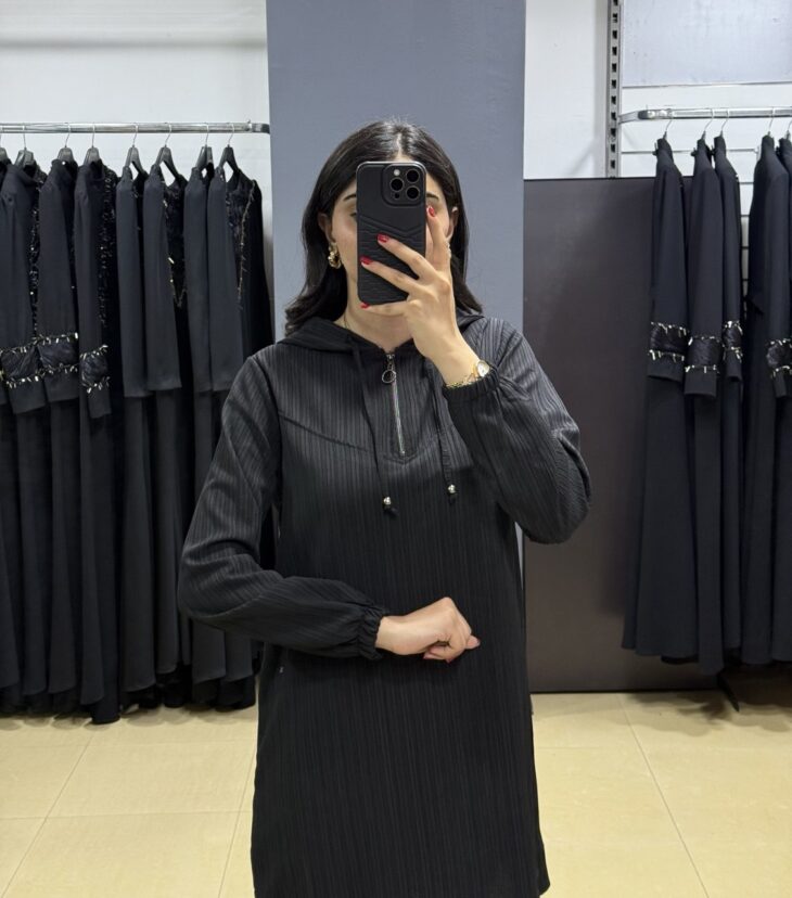 ⁦002040 طقم قطعتين منقوش قبة سحاب طاقية مع أربطة 48/42 أسود⁩ - الصورة ⁦3⁩