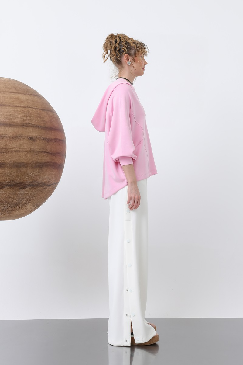 32188 بلوز قطن جيب سحاب مع طاقية 46/38 زهر - الصورة 5