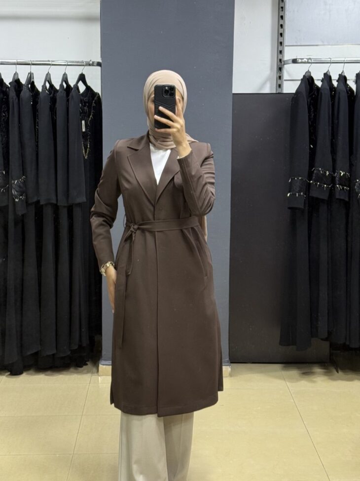 10877 ترانشكوت قبة مفتوح جيب مع حزام 46/38 كاكاو
