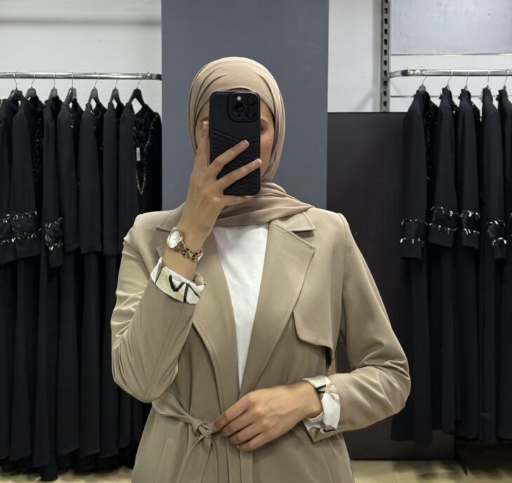 ⁦10877 ترانشكوت قبة مفتوح جيب مع حزام 46/38 المنك⁩ - الصورة ⁦3⁩