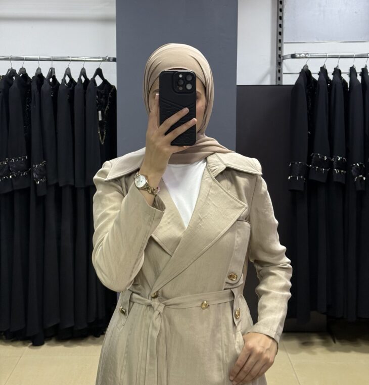 ⁦2370-1 ترانشكوت قبة أزرار جيب مع حزام 46/38 صخري⁩ - الصورة ⁦4⁩