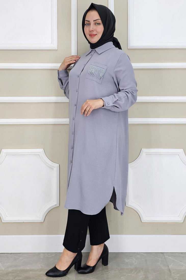 ⁦227045 تونيك قبة أزرار مع جيب على الصدر 50/38 سكني⁩ - الصورة ⁦2⁩