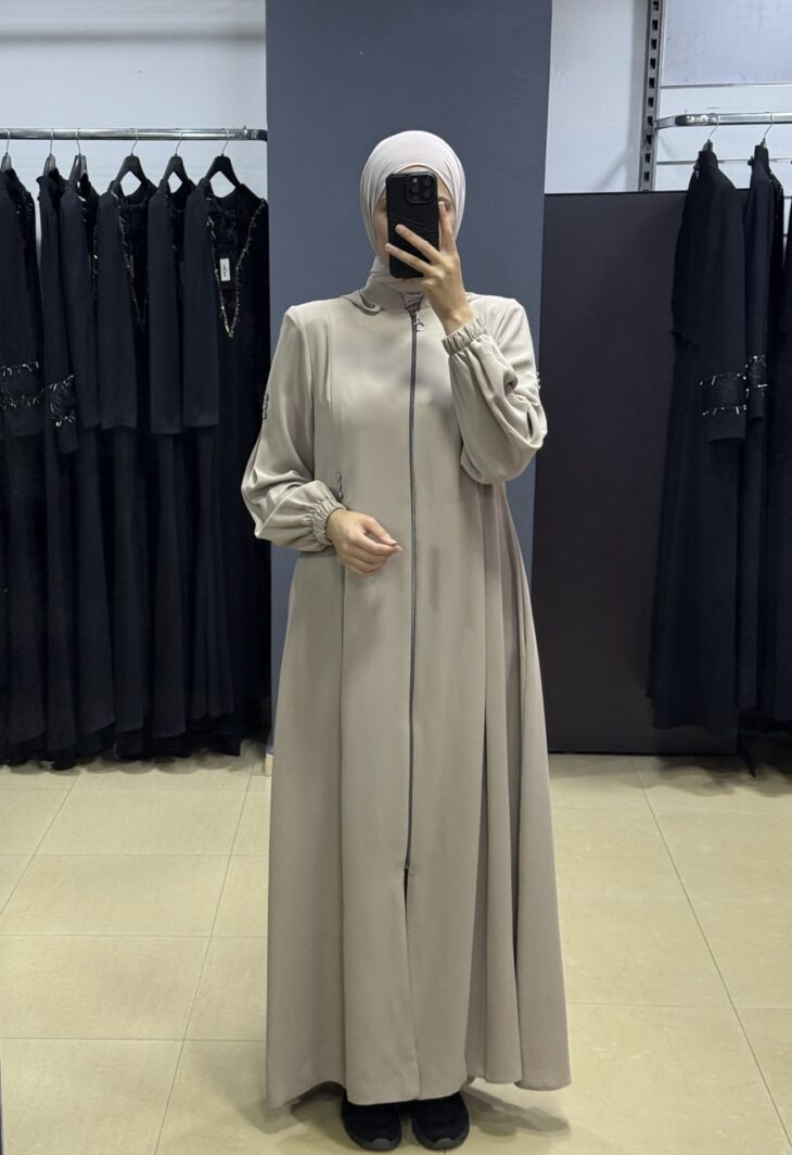 2428 جلباب سحاب طاقية جيب مع حزام 54/40 صخري