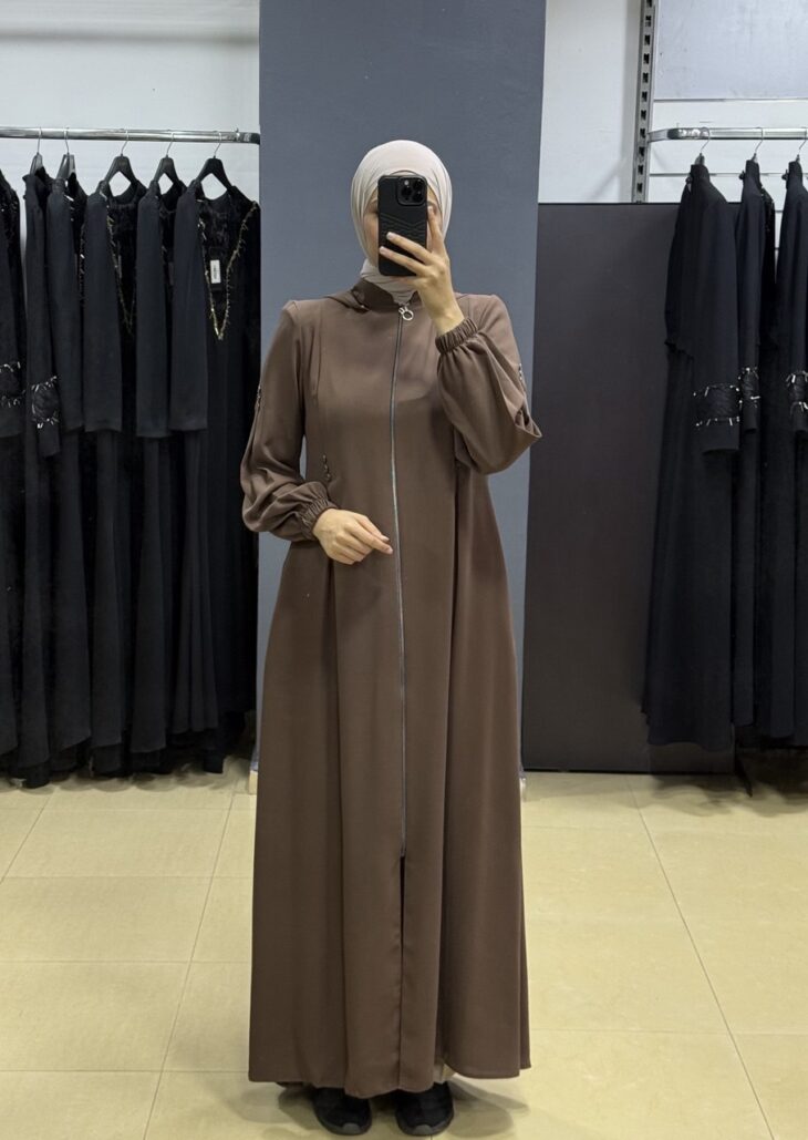 2428 جلباب سحاب طاقية جيب مع حزام 54/40 المنك