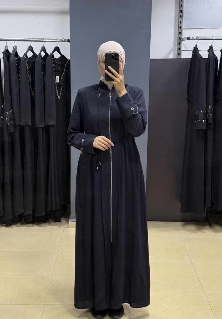 2601 جلباب سحاب جيب مع حزام 52/42 كحلي