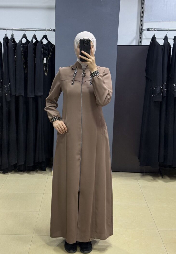 ⁦2425 جلباب سحاب طاقية مع جيب 54/40 عسلي⁩ - الصورة ⁦2⁩