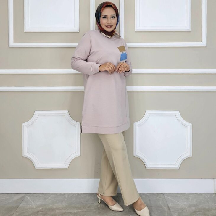 ⁦330084 تونيك نسيج قطني 48/42 بيج⁩ - الصورة ⁦2⁩