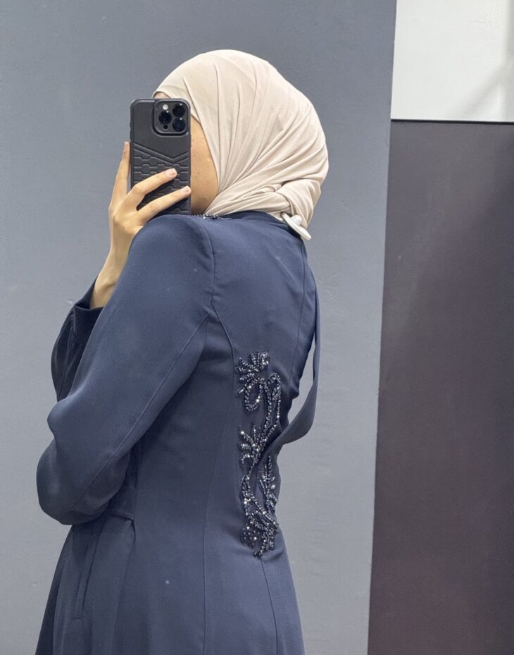 ⁦80809 جلباب سحاب جيب مع حزام 50/40 كحلي⁩ - الصورة ⁦4⁩