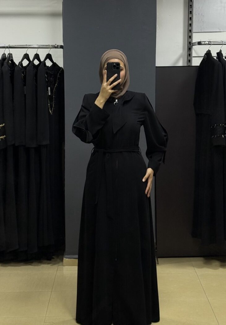 80805 جلباب سحاب جيب مع حزام 50/40 أسود