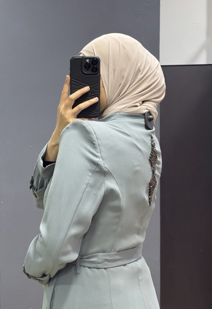 ⁦80808 جلباب سحاب جيب مع حزام 52/42 فستقي⁩ - الصورة ⁦4⁩