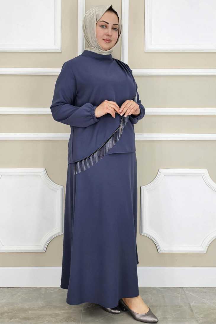 ⁦259048 طقم تنورة قطعتين 50/38 كحلي⁩ - الصورة ⁦3⁩