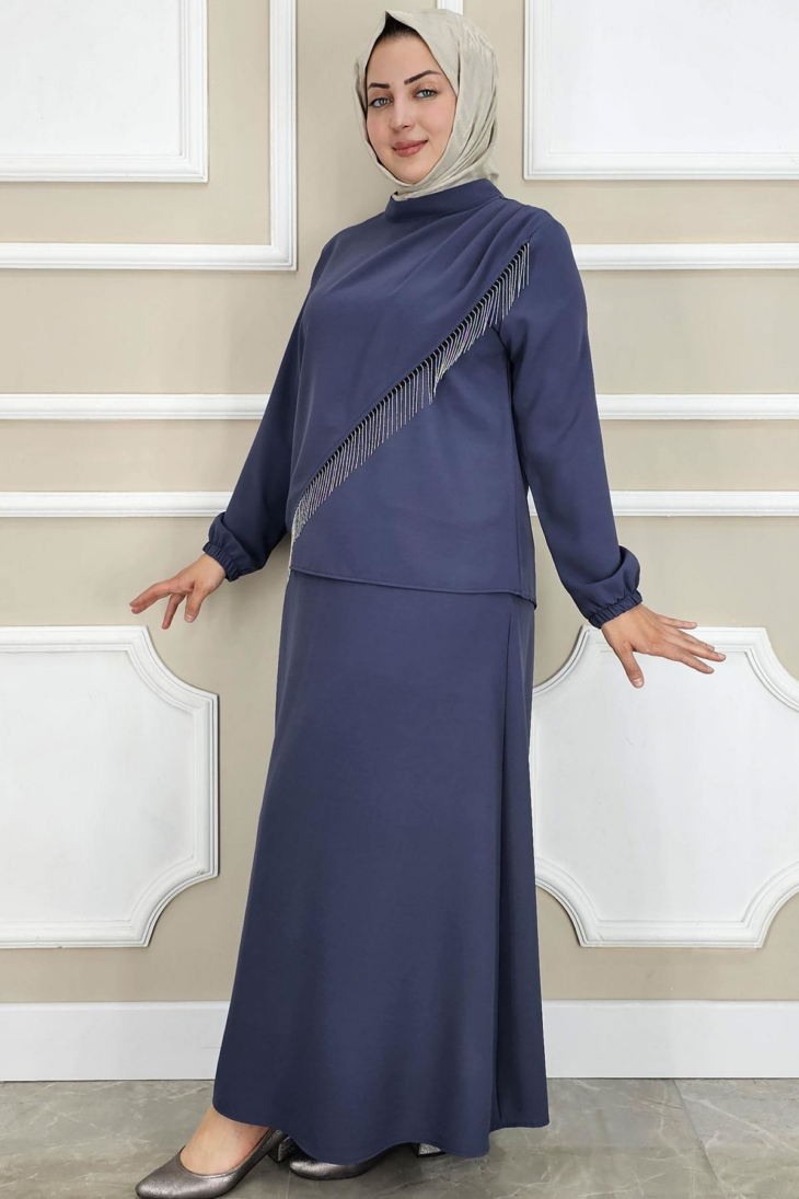 ⁦259048 طقم تنورة قطعتين 50/38 كحلي⁩ - الصورة ⁦2⁩