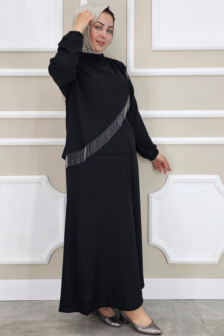 ⁦259048 طقم تنورة قطعتين 50/38 أسود⁩ - الصورة ⁦3⁩