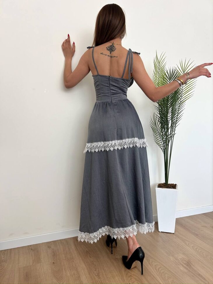 ⁦13421 فستان مع زخرفة 44/38 سكني داكن⁩ - الصورة ⁦5⁩
