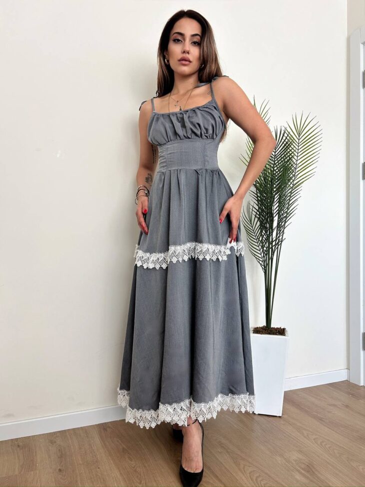 13421 فستان مع زخرفة 44/38 سكني داكن