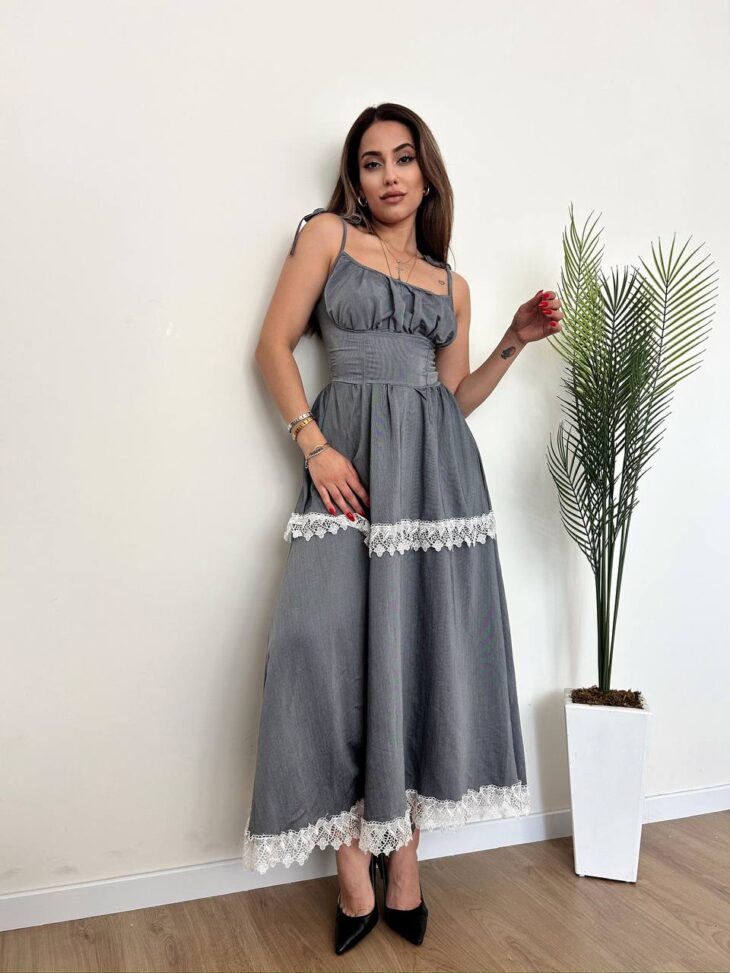 ⁦13421 فستان مع زخرفة 44/38 سكني داكن⁩ - الصورة ⁦2⁩