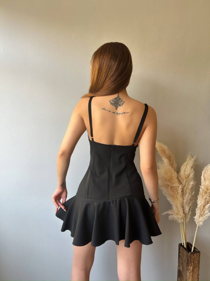 ⁦13310 فستان سادة 44/38 أسود⁩ - الصورة ⁦6⁩