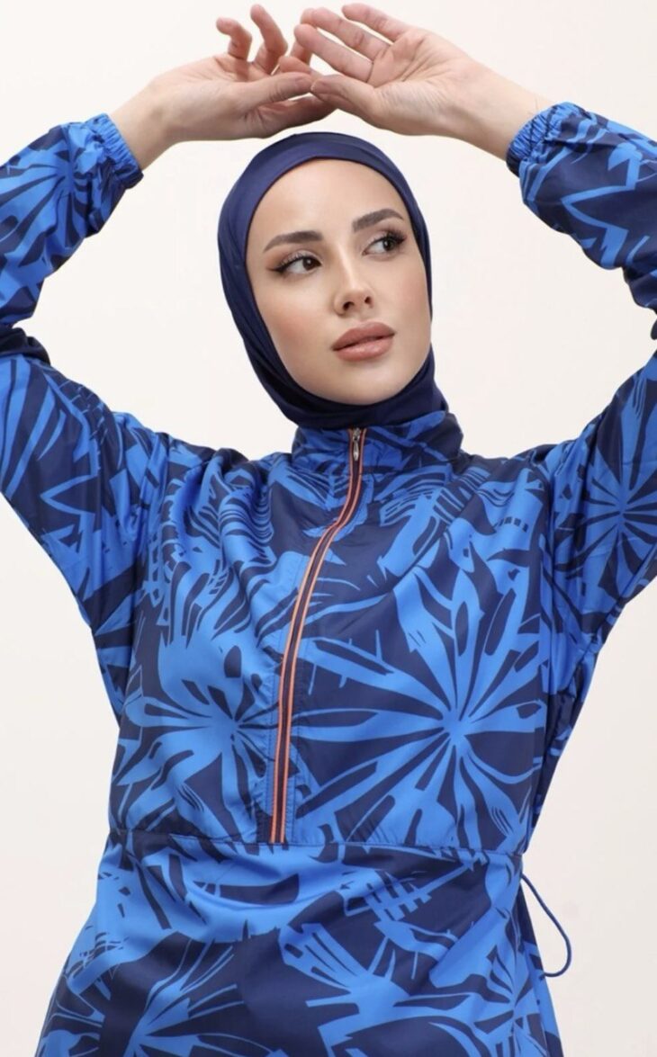 ⁦9903 طقم سباحة منقوش 4 قطع مع سحاب 46/38 نيلي⁩ - الصورة ⁦3⁩