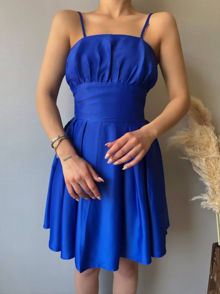 ⁦13362 فستان سادة 44/38 نيلي داكن⁩ - الصورة ⁦5⁩