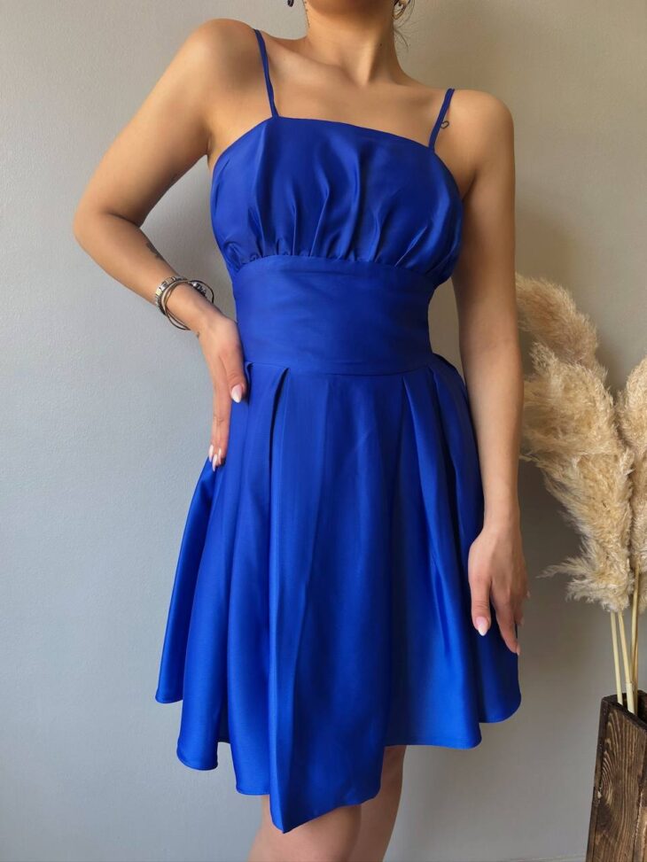 ⁦13362 فستان سادة 44/38 نيلي داكن⁩ - الصورة ⁦6⁩