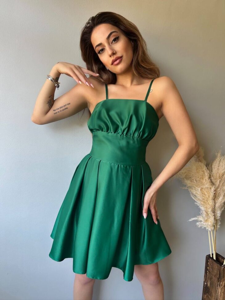 ⁦13362 فستان سادة 44/38 أخضر⁩ - الصورة ⁦2⁩