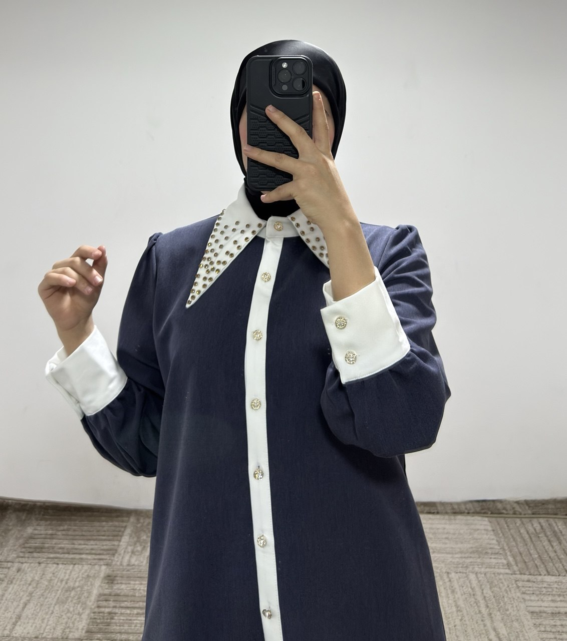 E264 طقم بنطلون قبة أزرار 46/38 كحلي - الصورة 4